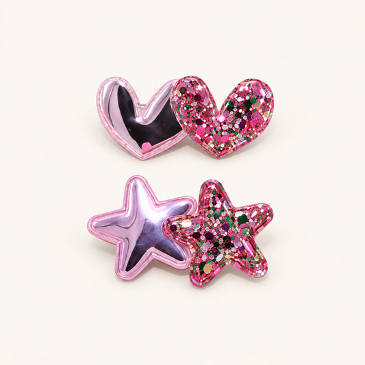 Stardust Hearts & Stars Mini Clip Set — Blush Pink — BP-002-BPK