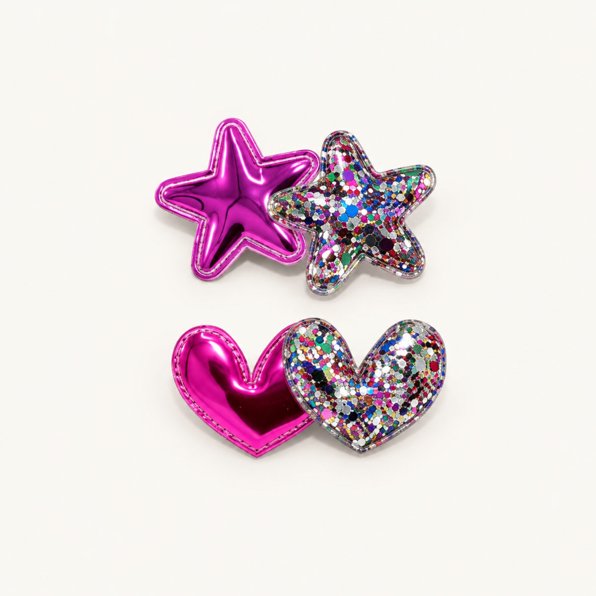 Stardust Hearts & Stars Mini Clip Set — Fuchsia — BP-002-FU