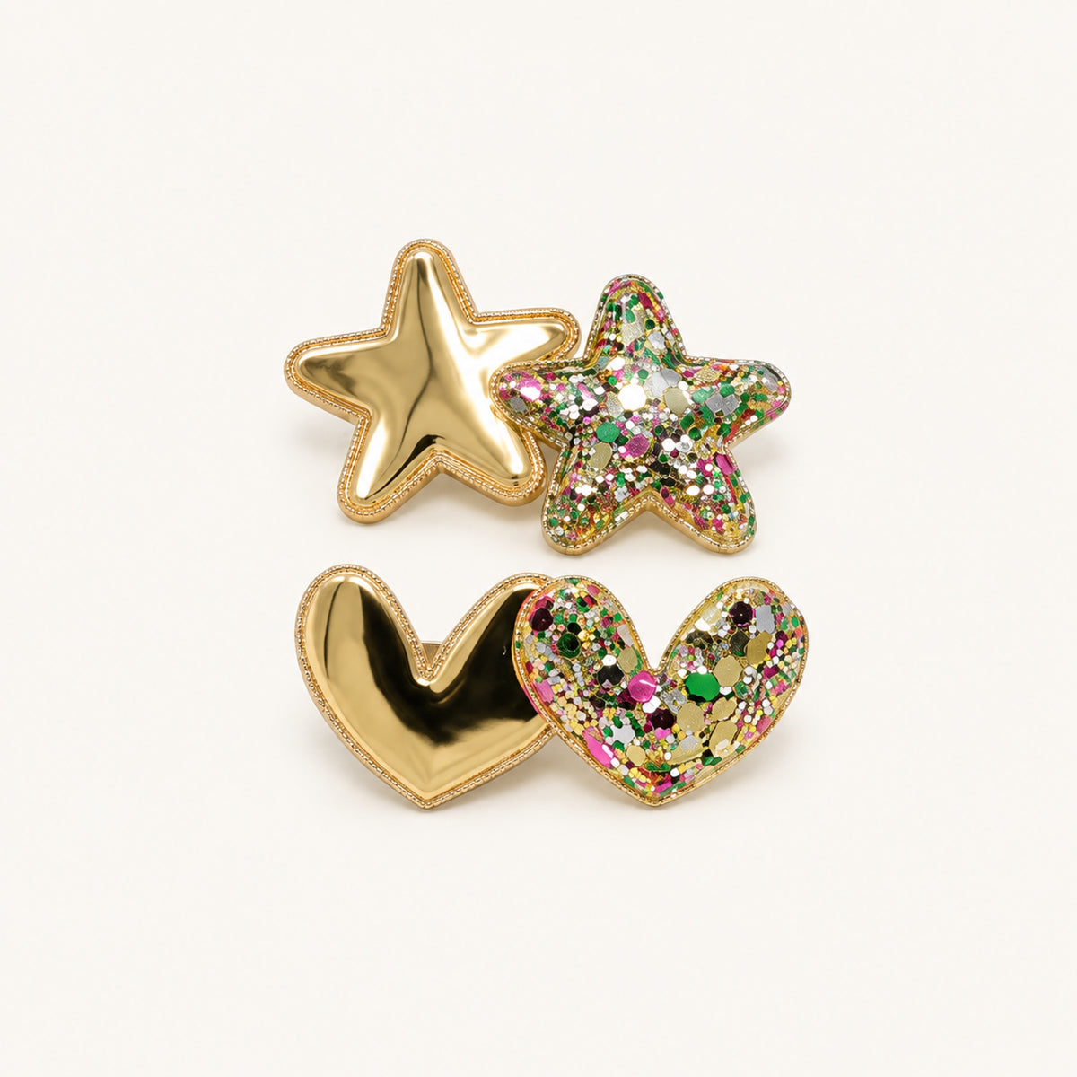 Stardust Hearts & Stars Mini Clip Set — Gold — BP-002-GD