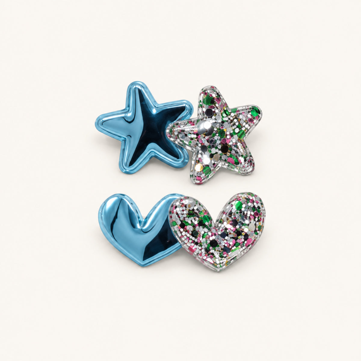 Stardust Hearts & Stars Mini Clip Set — Sky Blue — BP-002-SB