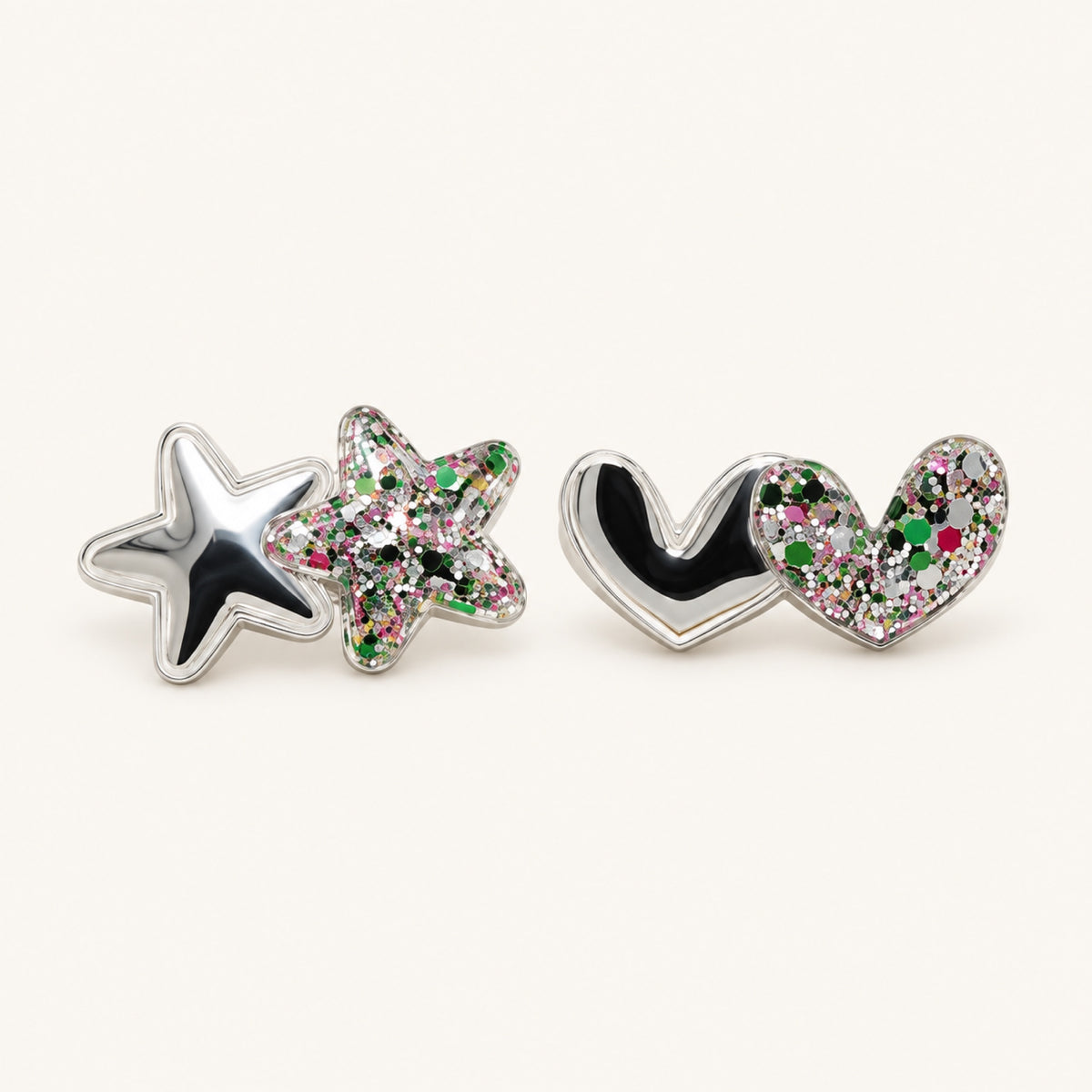 Stardust Hearts & Stars Mini Clip Set — Silver — BP-002-SL