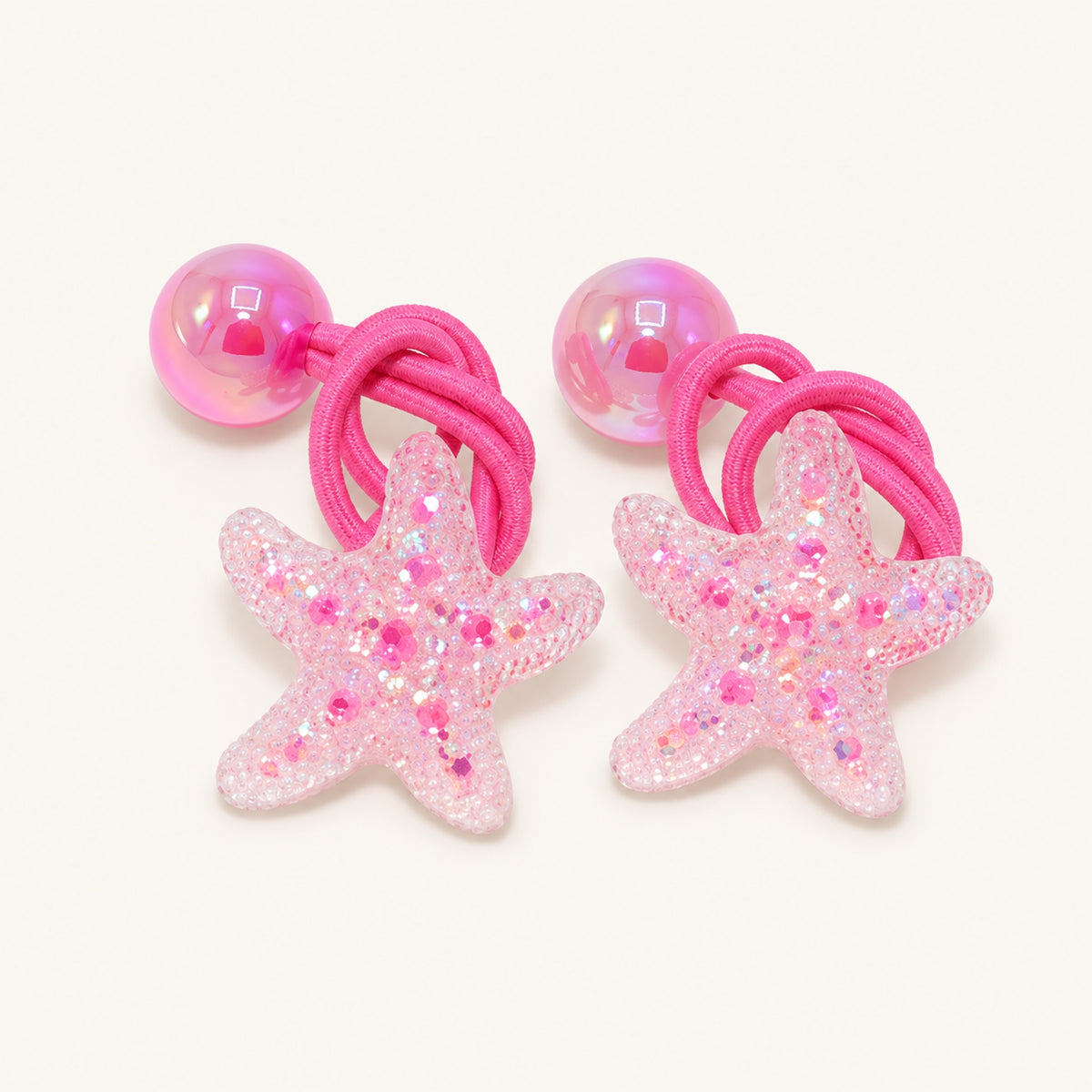 Starlight Glitter Hair Tie Pair — Hot Pink — BP-007-HP