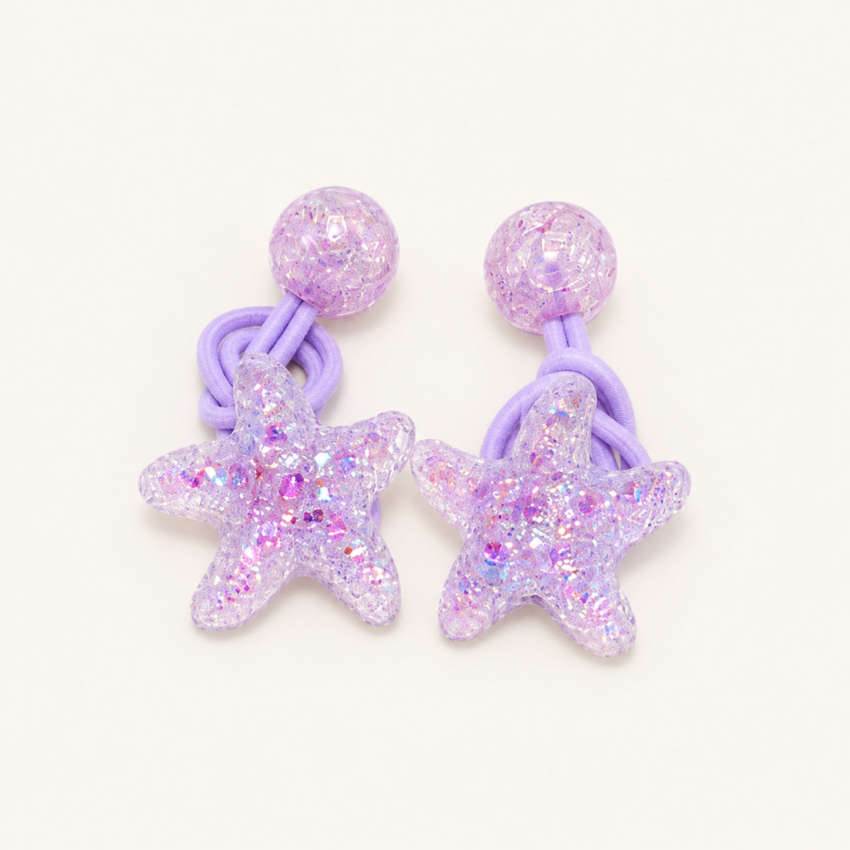 Starlight Glitter Hair Tie Pair — Lavender — BP-007-LV