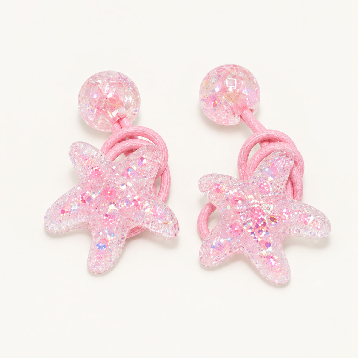 Starlight Glitter Hair Tie Pair — Pink — BP-007-PK