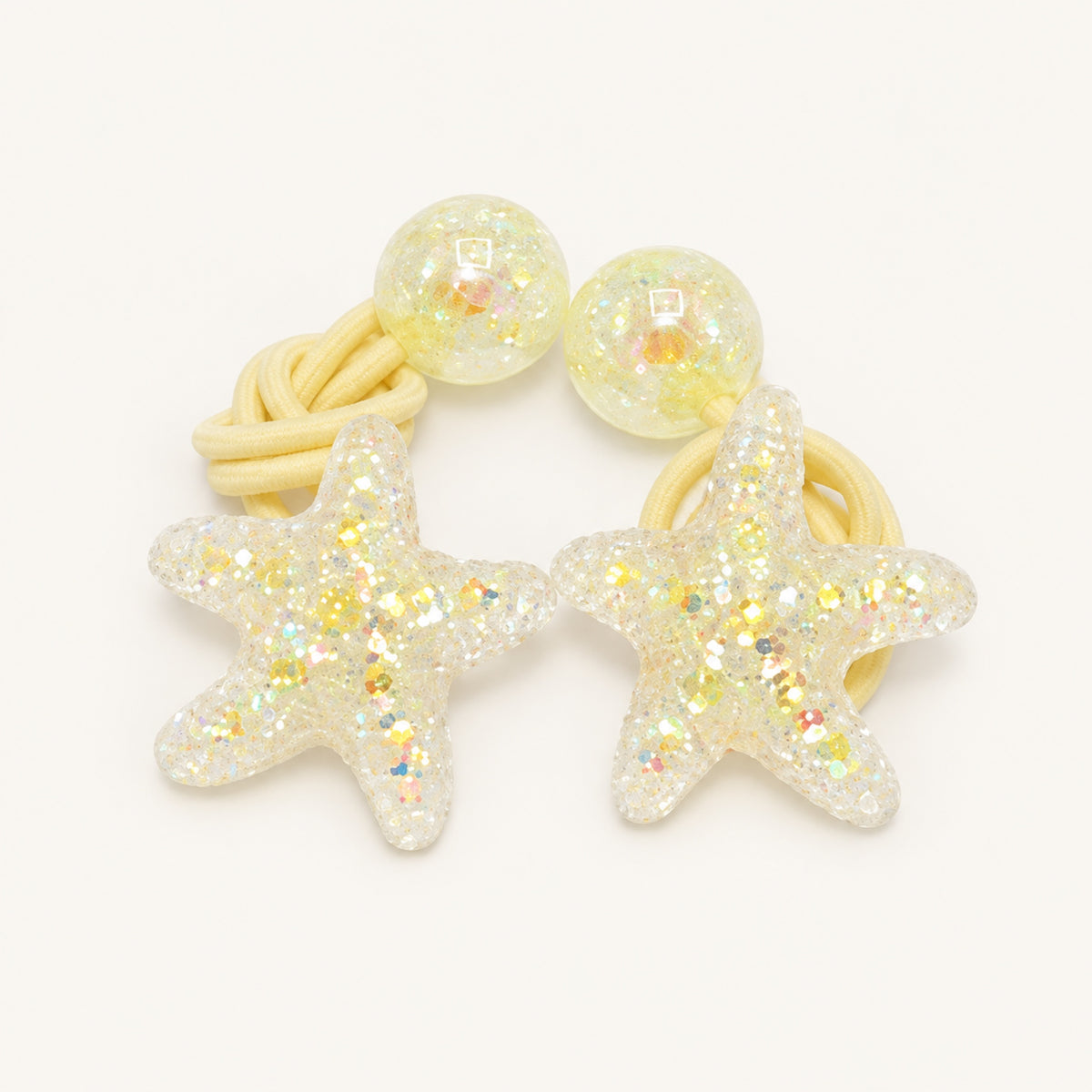 Starlight Glitter Hair Tie Pair — Yellow — BP-007-YL