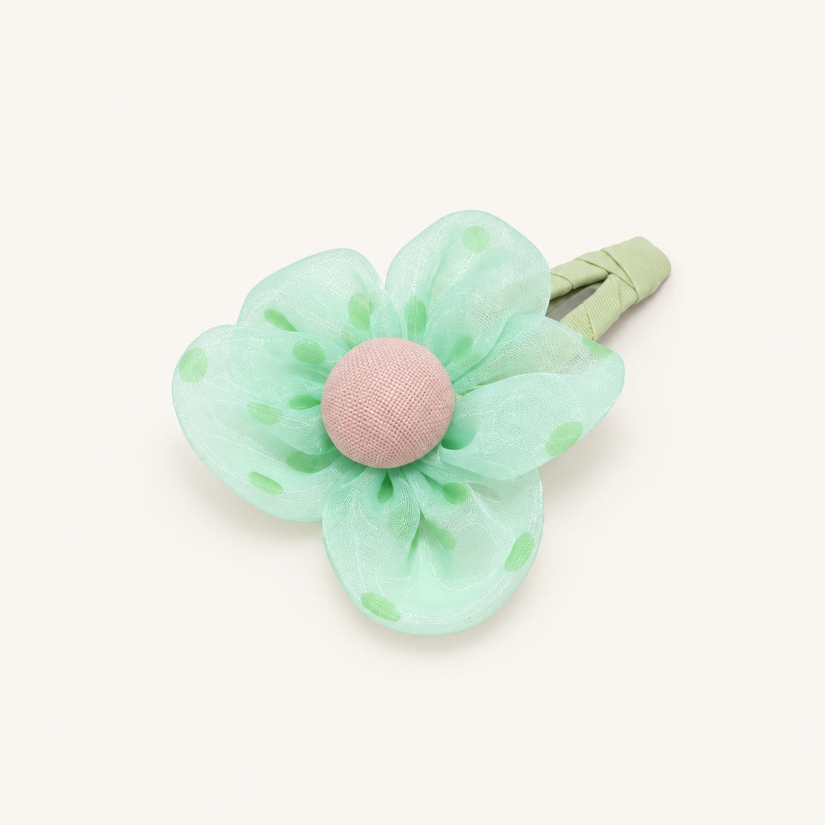 Cloud Petal Organza Snap Clip Set — Green — BP-008-GN