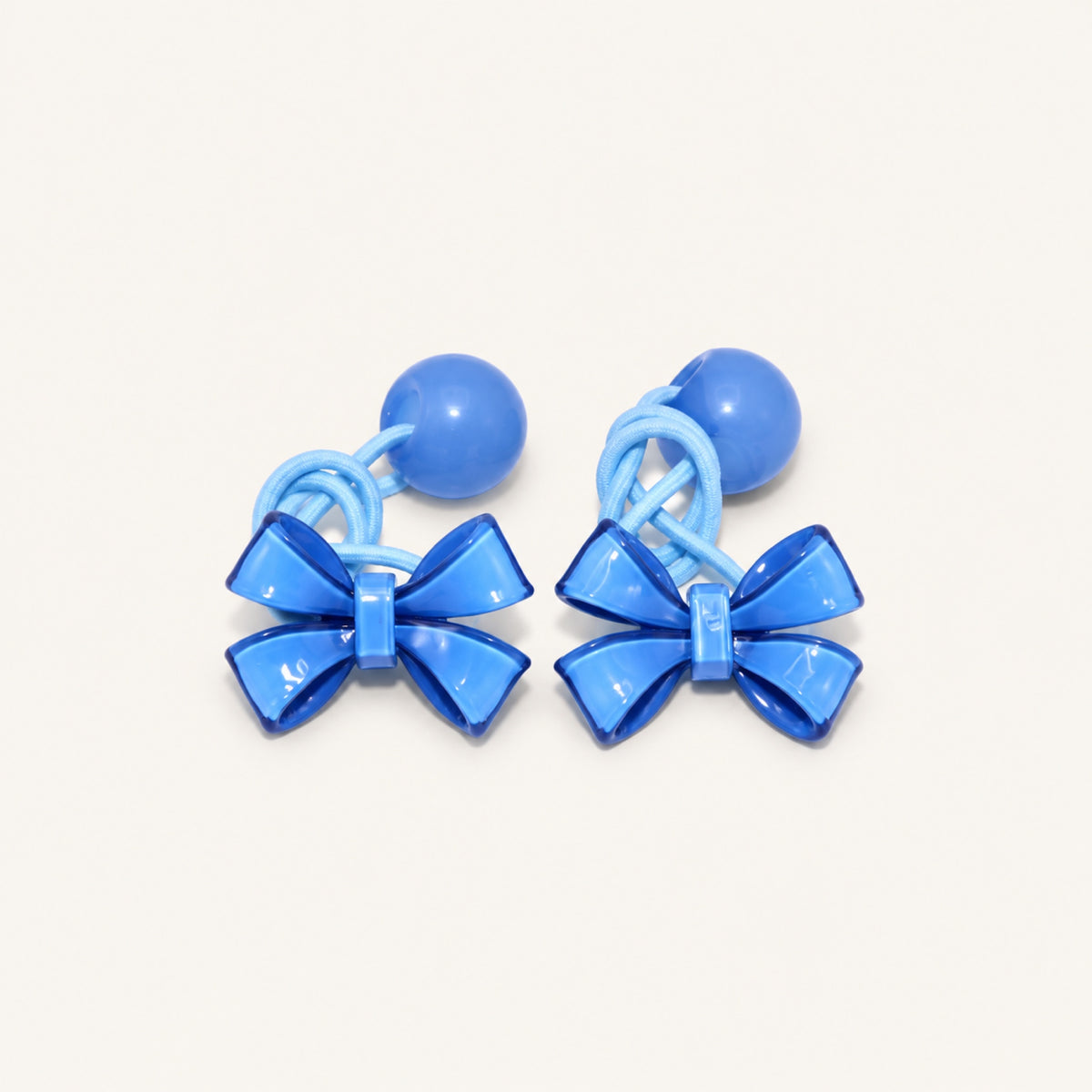 Bonbon Bow Hair Tie Pair — Blue — BP-010-BL