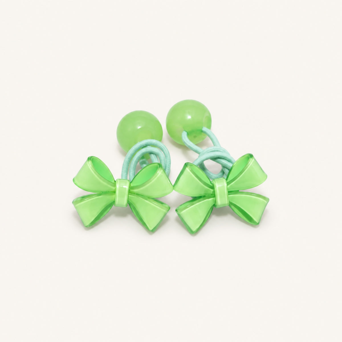 Bonbon Bow Hair Tie Pair — Green — BP-010-GN