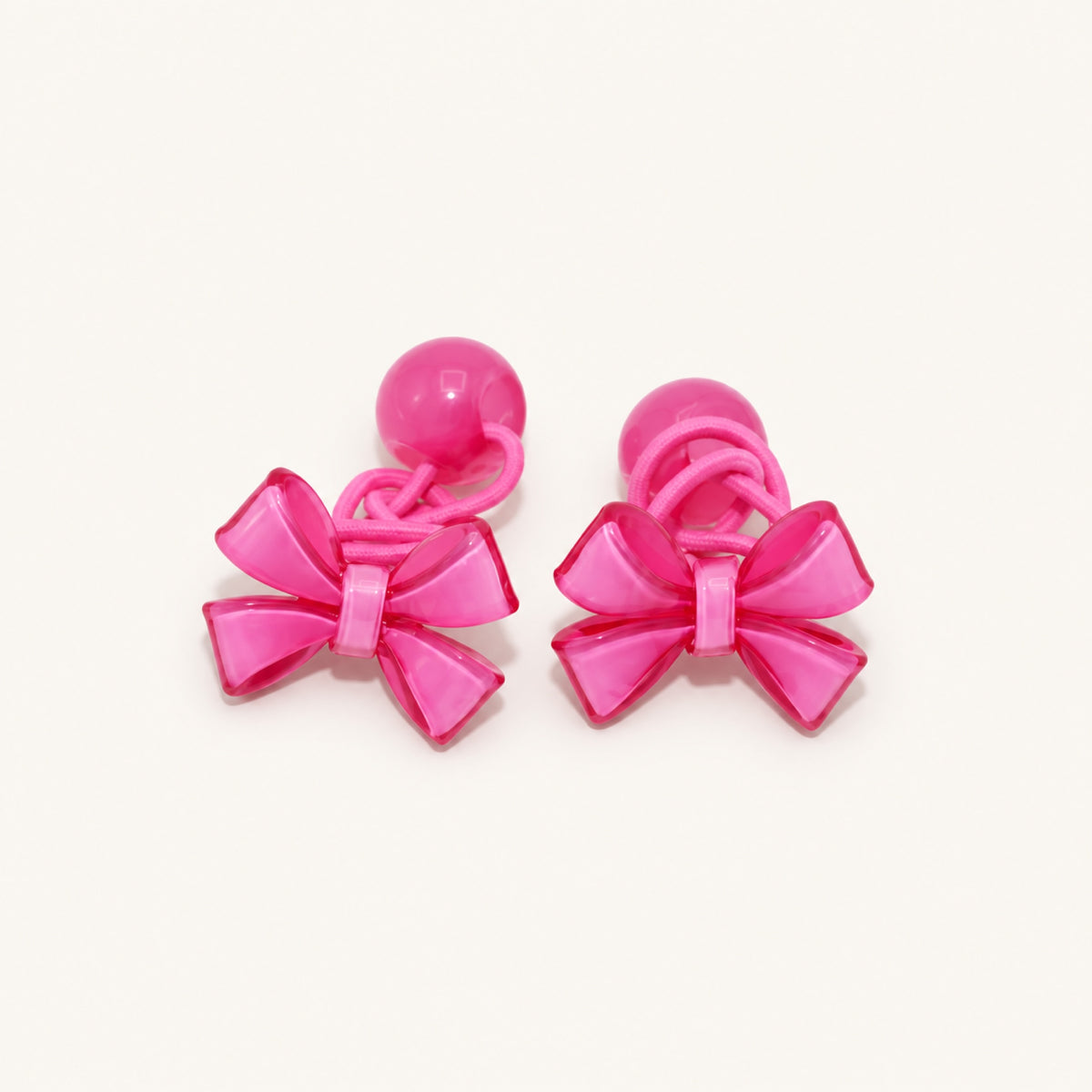 Bonbon Bow Hair Tie Pair — Hot Pink — BP-010-HP