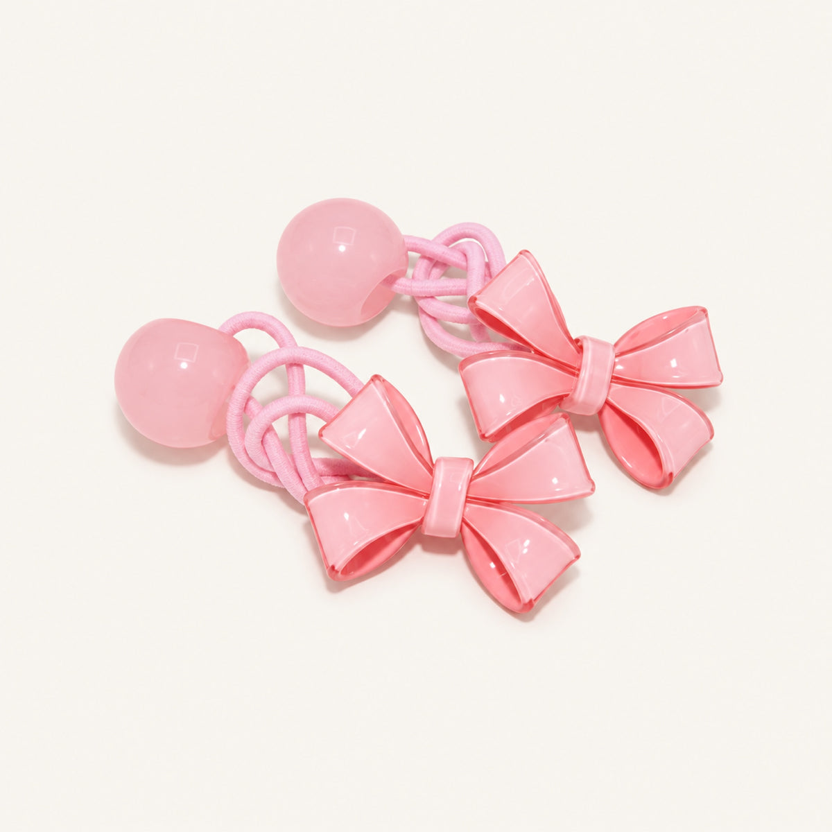 Bonbon Bow Hair Tie Pair — Peach — BP-010-PC