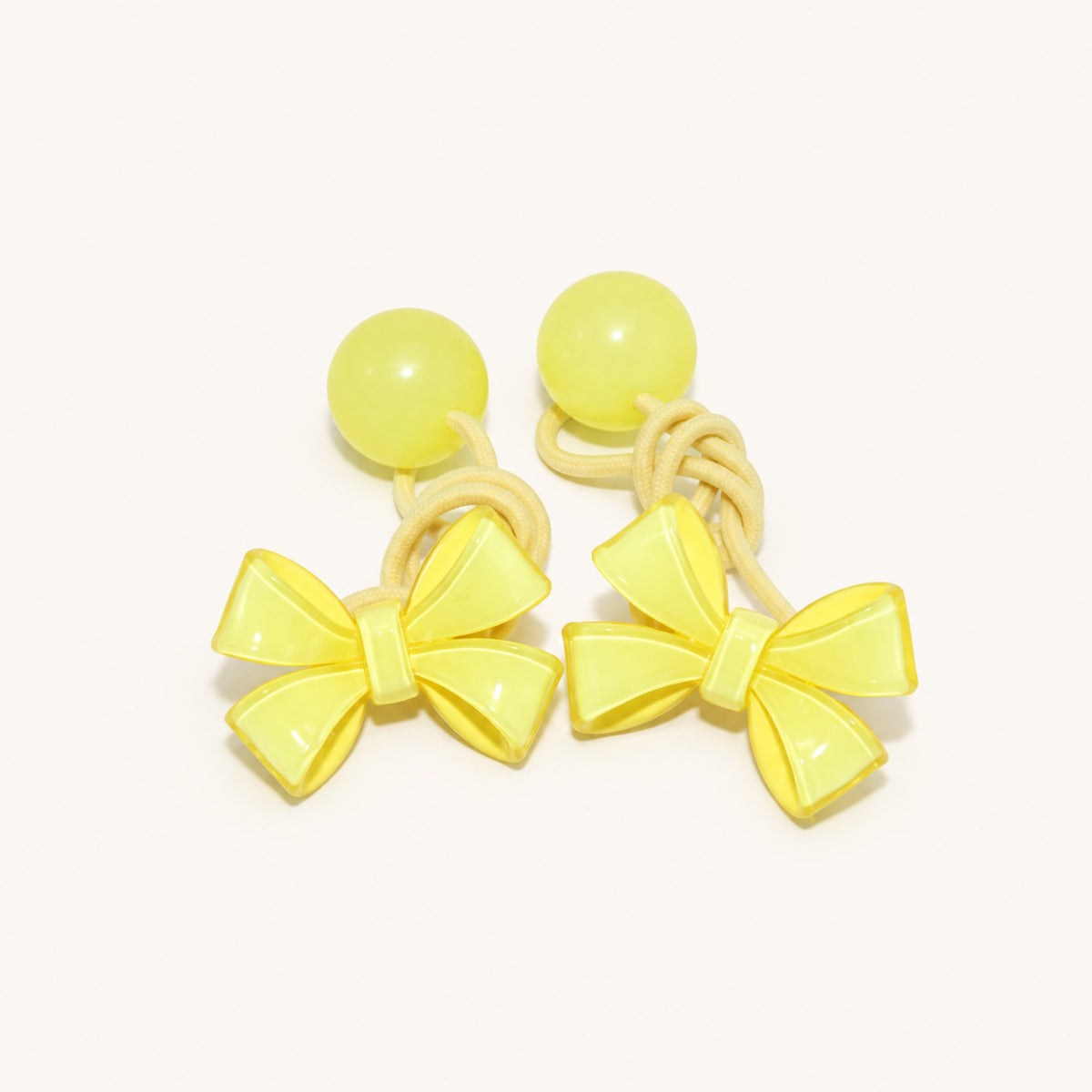 Bonbon Bow Hair Tie Pair — Yellow — BP-010-YL