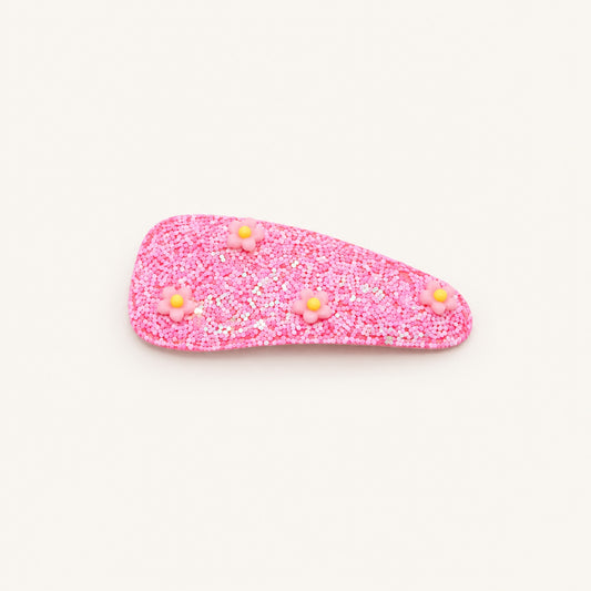 Confetti Daisy Textured Snap Clip Set — Pink — BP-014-PK