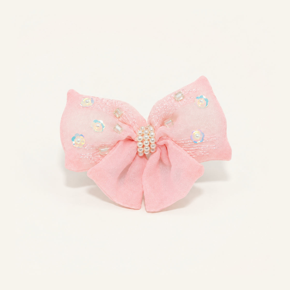 Pearl Petal Pink Bow Clip Pair — IP-013-PK