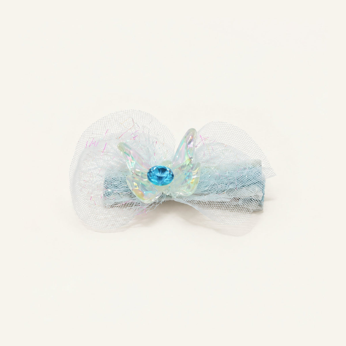 Blue Cloud Organza Bow Clip Pair — IP-018-BL
