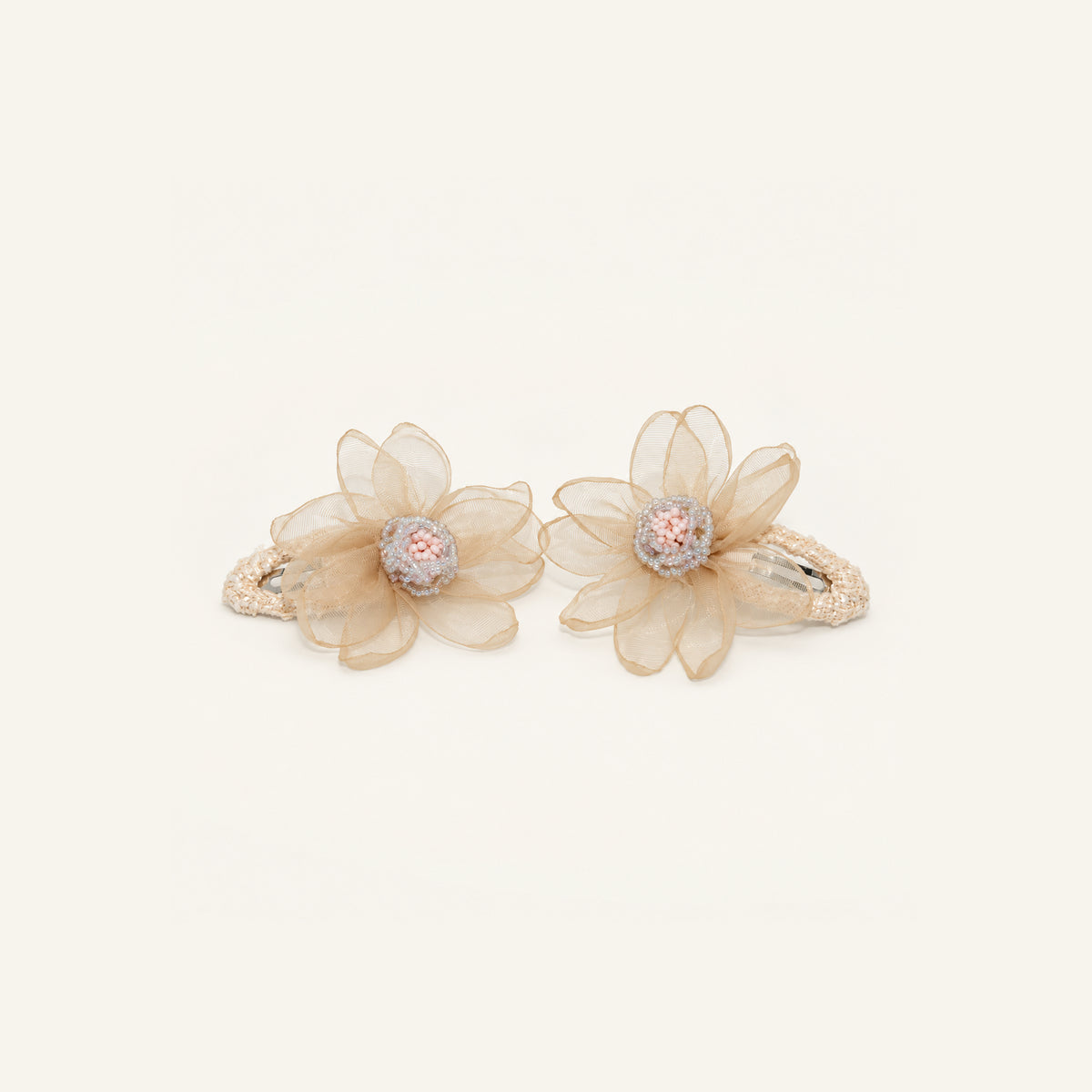 Champagne Bloom Flower Clip Pair — IP-058-CH