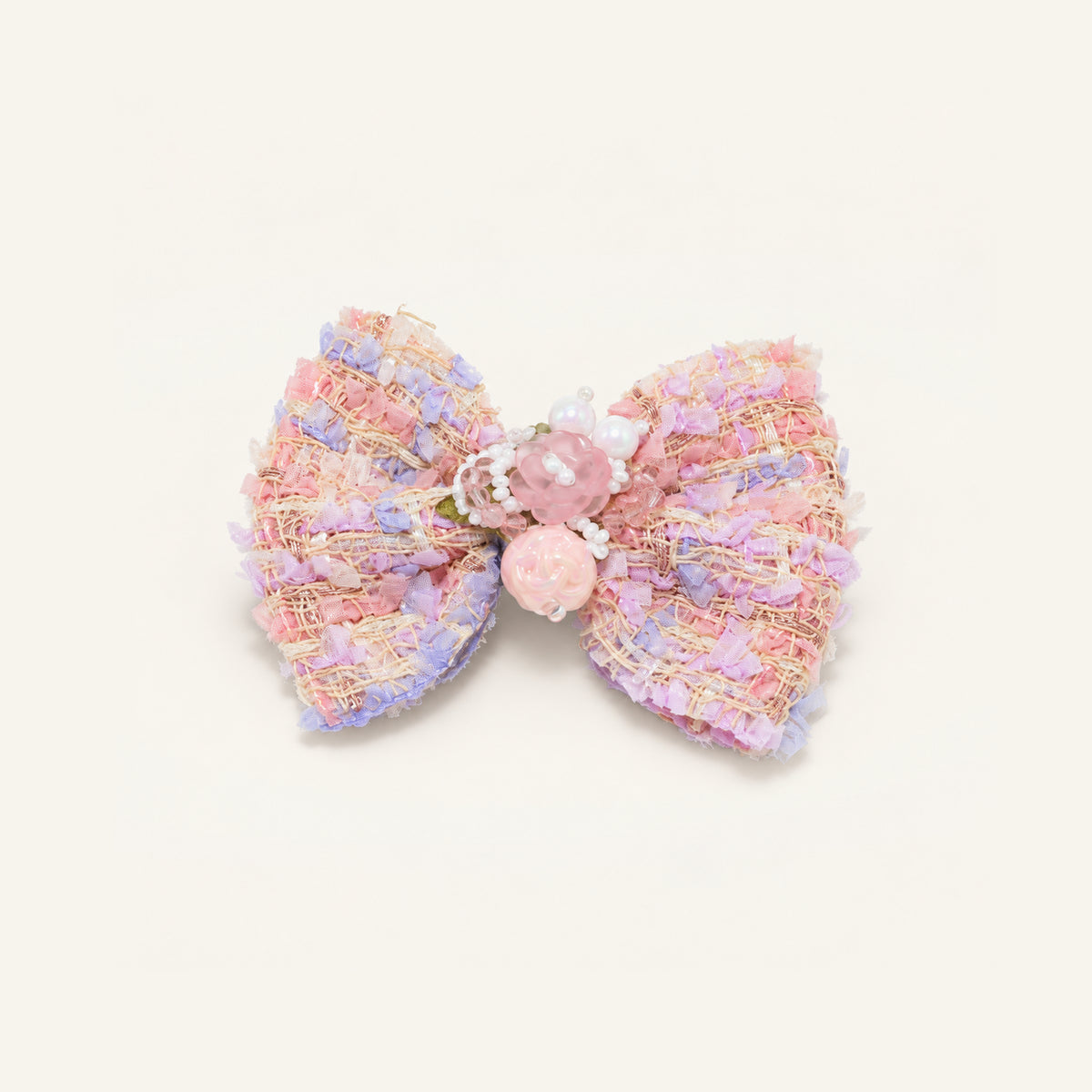 Tea Party Tweed Bow Clip — IP-156-TW