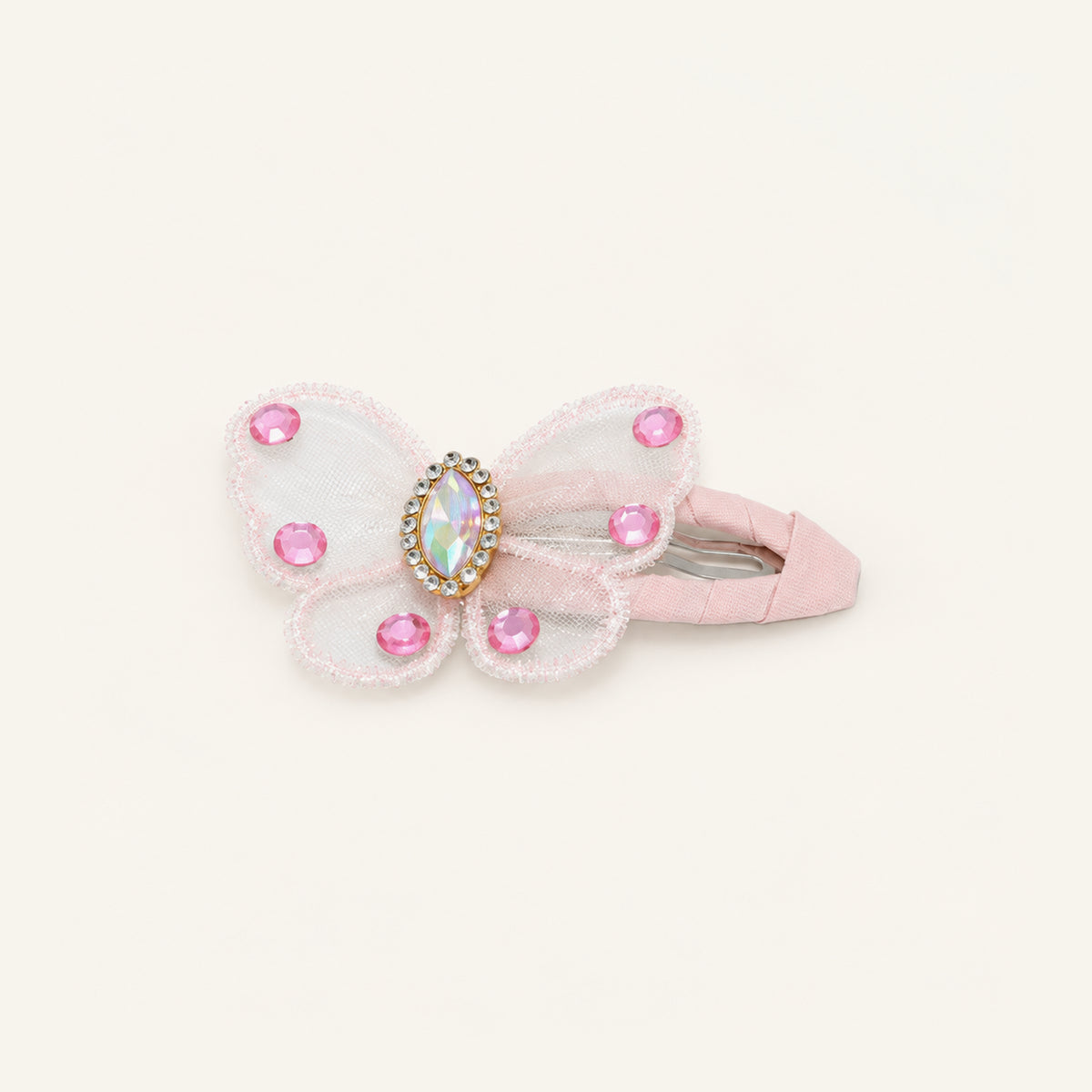 Pink Papillon Crystal Clip Pair — IP2-03-PK