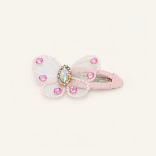 Pink Papillon Crystal Clip Pair — IP2-03-PK