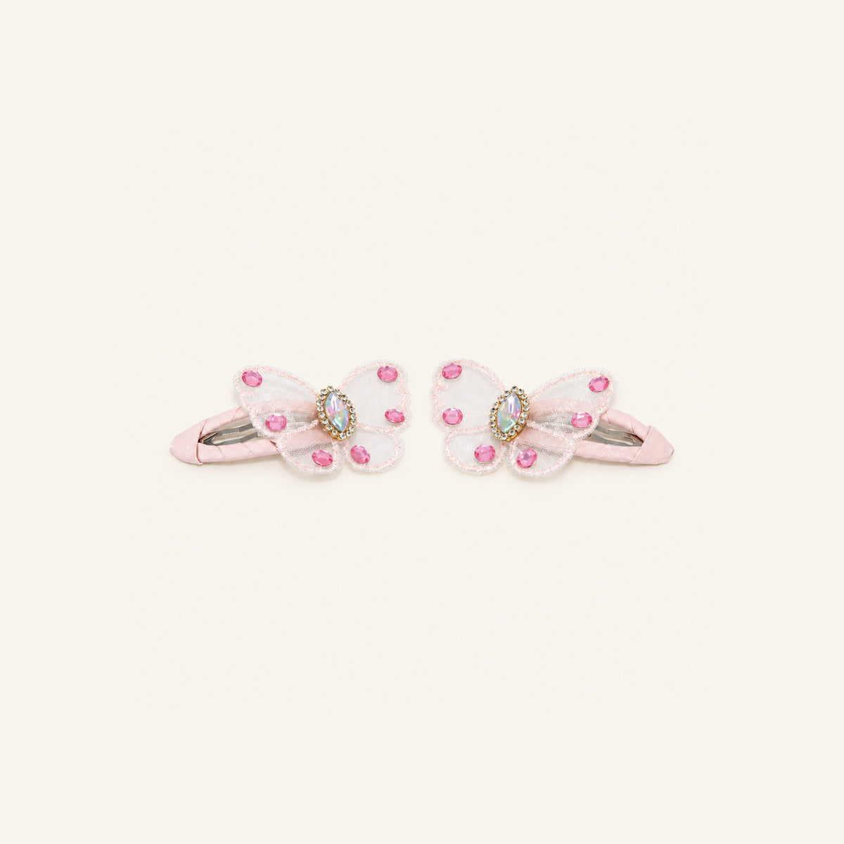 Pink Papillon Crystal Clip Pair — IP2-03-PK