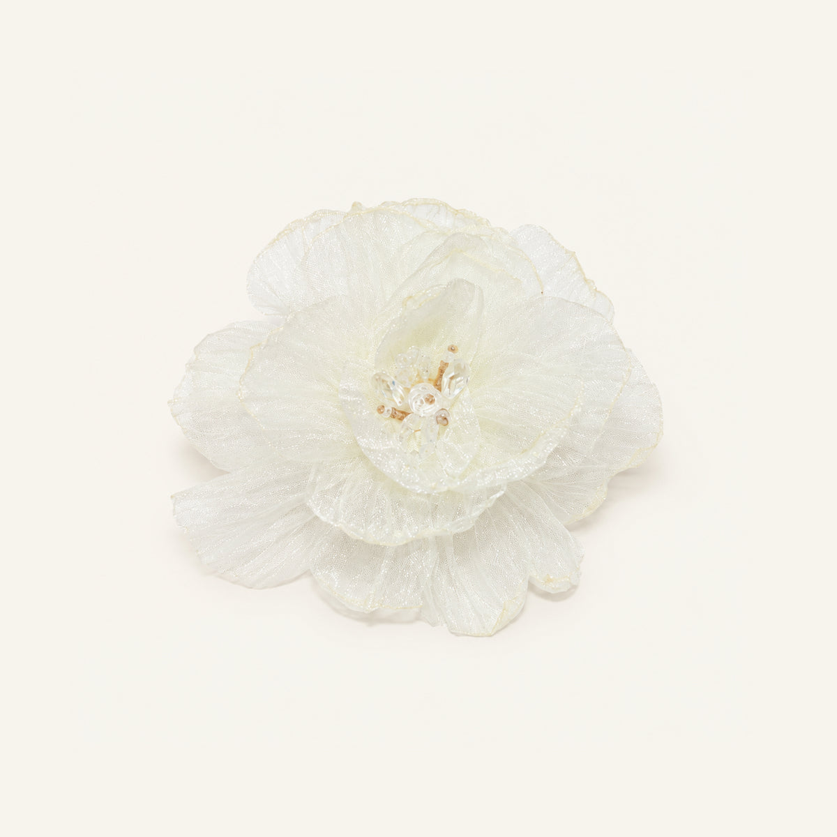 Rosette Pearl Organza Flower Clip — IP2-08-IV