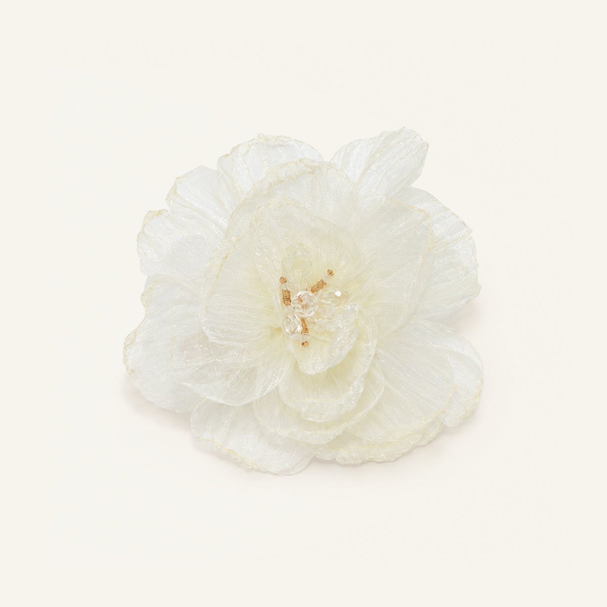 Rosette Pearl Organza Flower Clip — IP2-08-IV