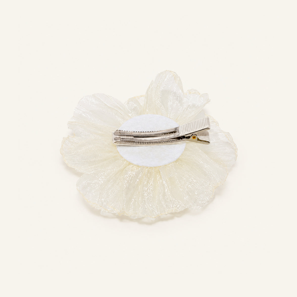 Rosette Pearl Organza Flower Clip — IP2-08-IV