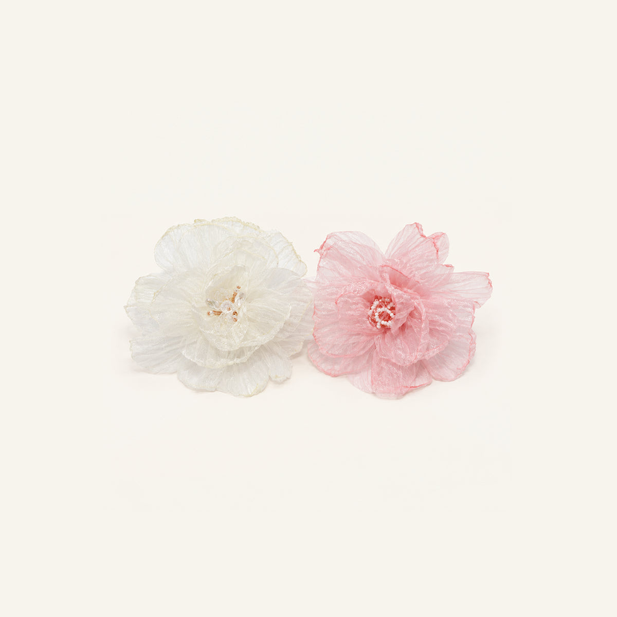 Rosette Pearl Organza Flower Clip — IP2-08-MULTI