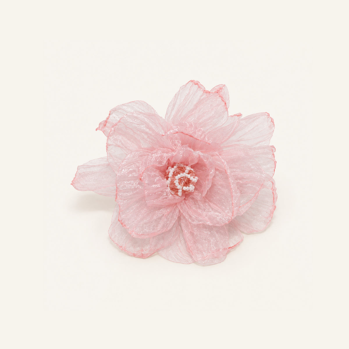 Rosette Pearl Organza Flower Clip — IP2-08-PK