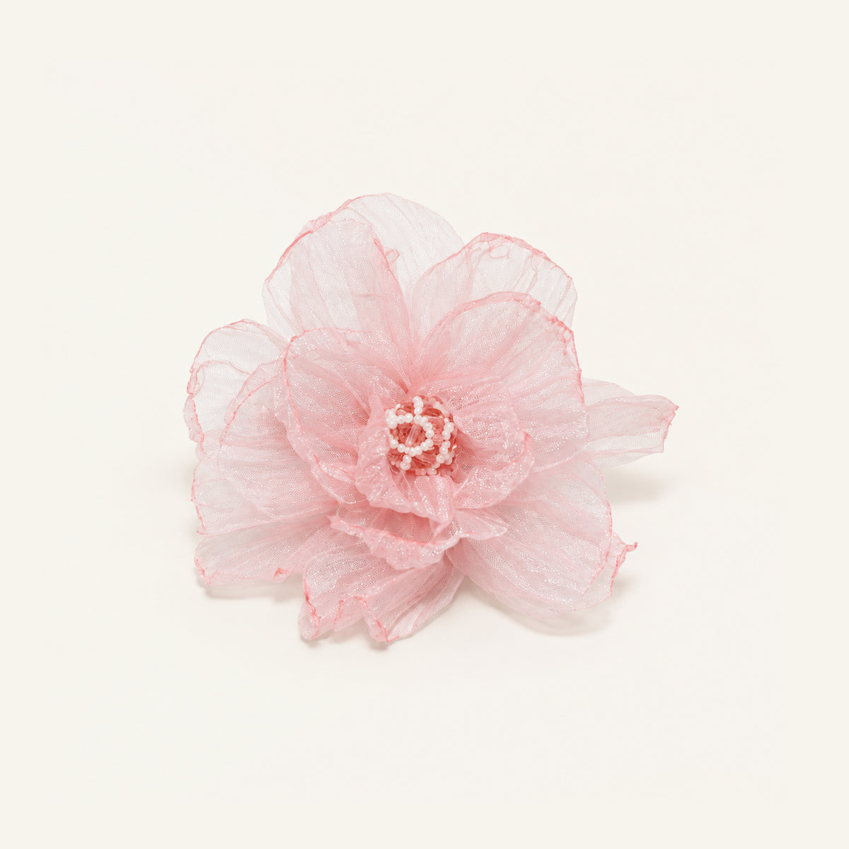 Rosette Pearl Organza Flower Clip — IP2-08-PK