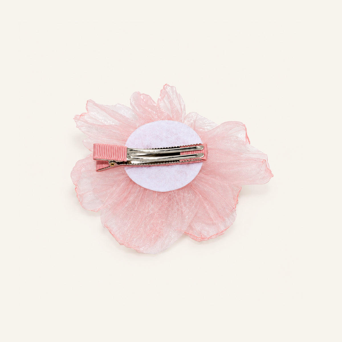 Rosette Pearl Organza Flower Clip — IP2-08-PK