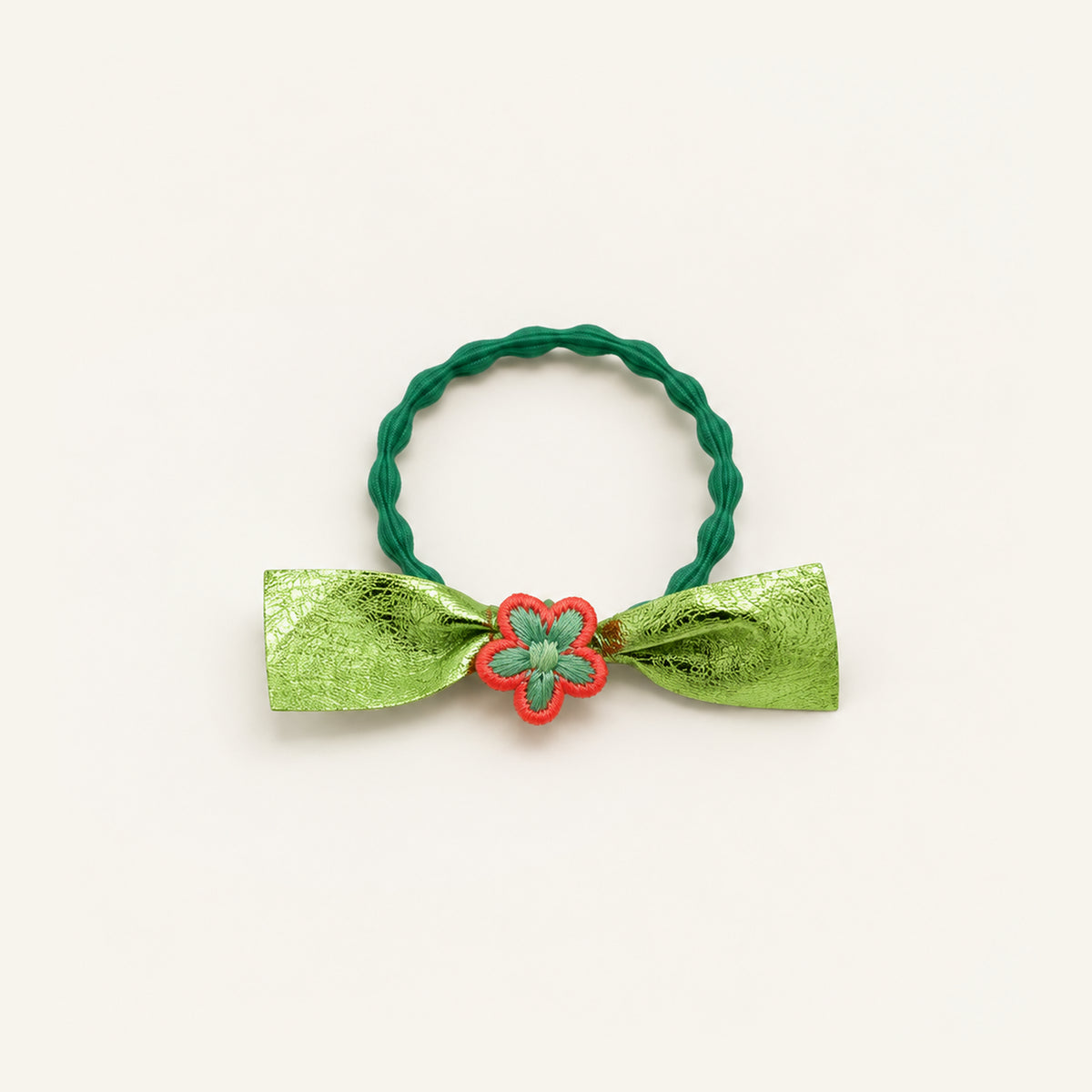 Metal Petal Bow Hair Tie — PP-002-GN