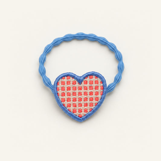 Picnic Heart Gingham Hair Tie — PP-003-BLG
