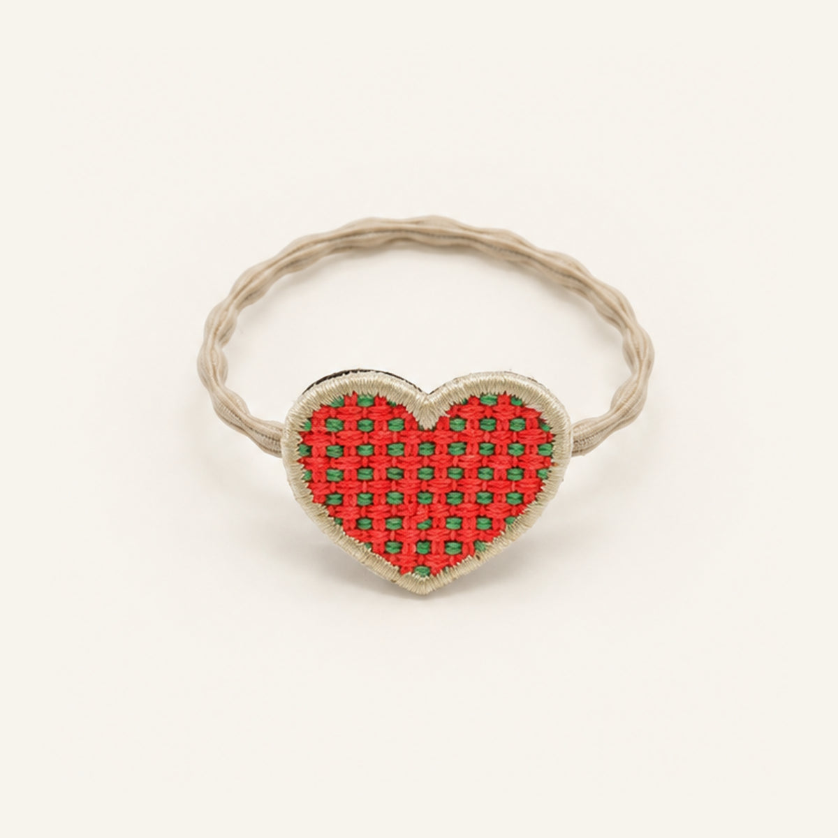 Picnic Heart Gingham Hair Tie — PP-003-ORG