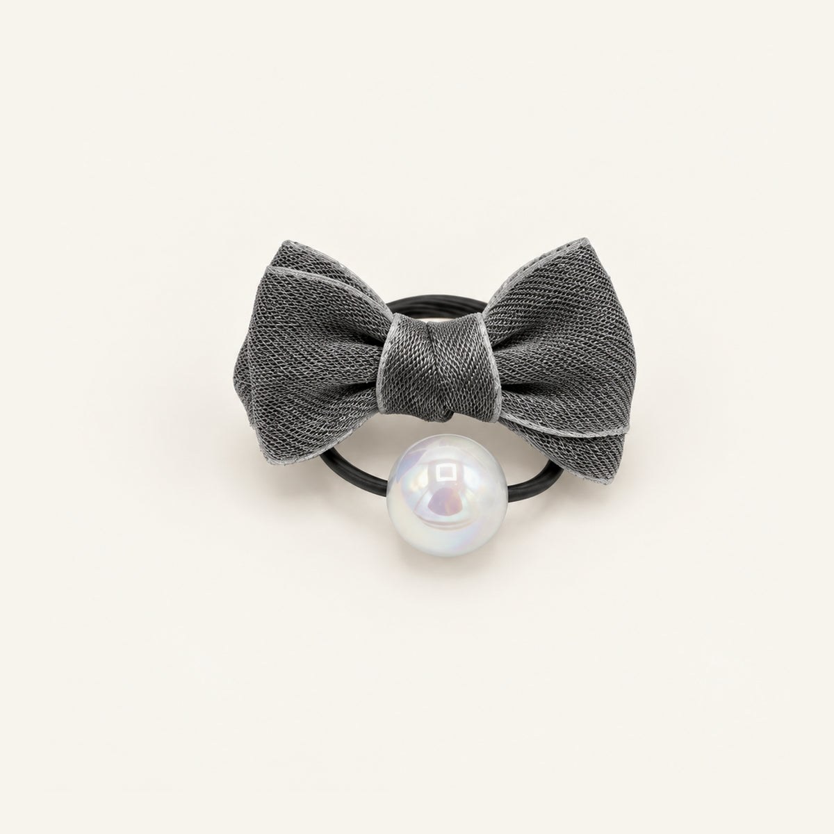 Pearl Parade Satin Bow Hair Tie — PP-004-GY
