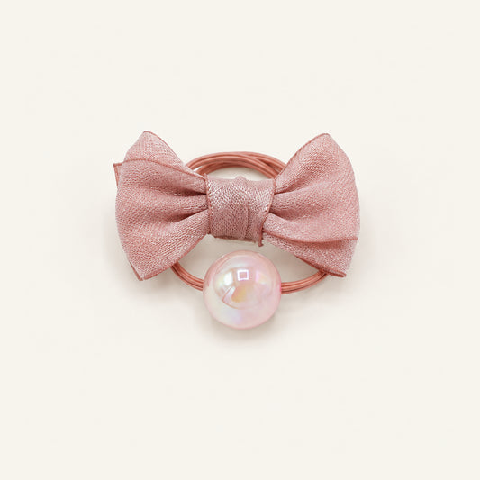 Pearl Parade Satin Bow Hair Tie — PP-004-PK