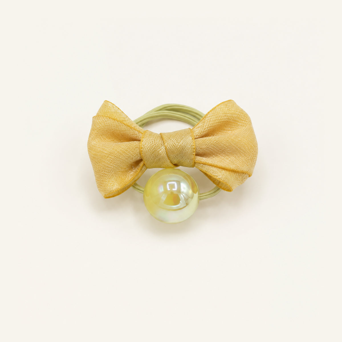 Pearl Parade Satin Bow Hair Tie — PP-004-YL