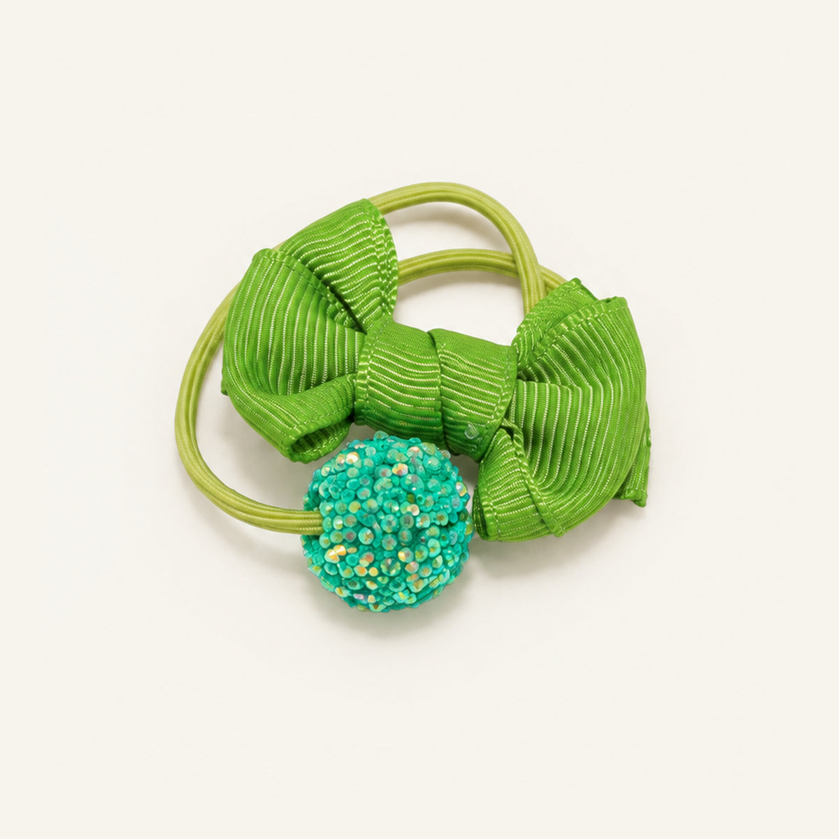 Ribbon Rush Glitter Bead Hair Tie — PP-006-GN