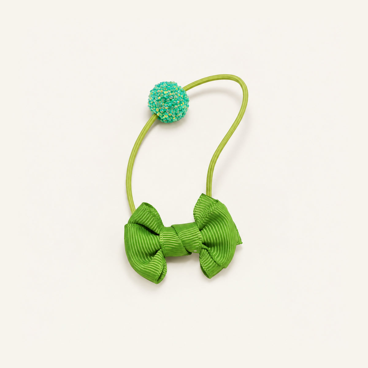 Ribbon Rush Glitter Bead Hair Tie — PP-006-GN