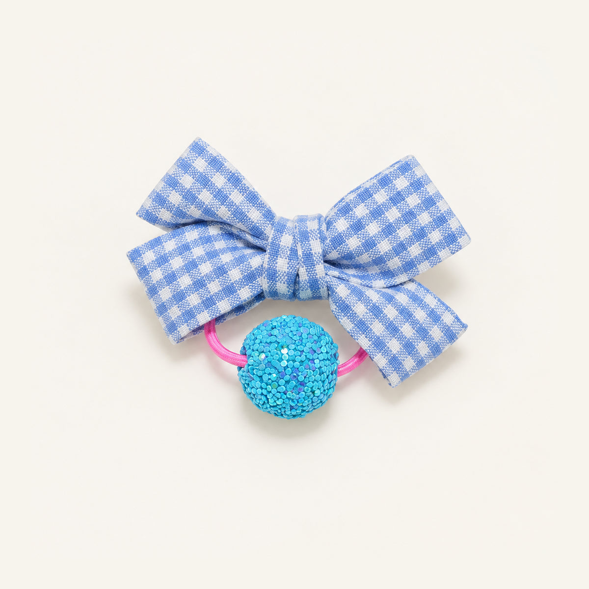 Gingham Giggle Oversized Bow Hair Tie — PP-010-BL