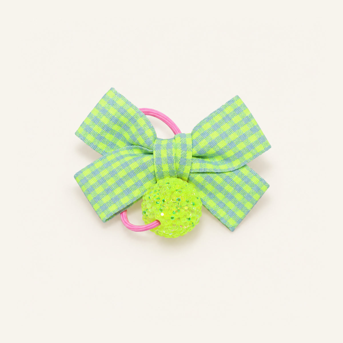 Gingham Giggle Oversized Bow Hair Tie — PP-010-GN