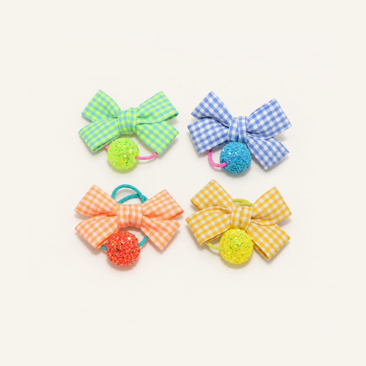 Gingham Giggle Oversized Bow Hair Tie — PP-010-MULTI