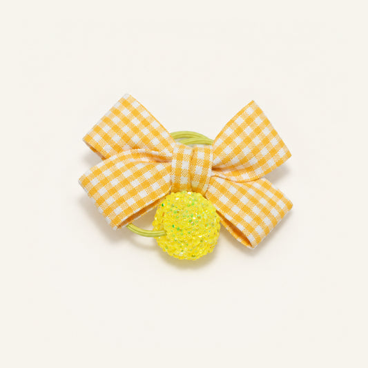Gingham Giggle Oversized Bow Hair Tie — PP-010-YL