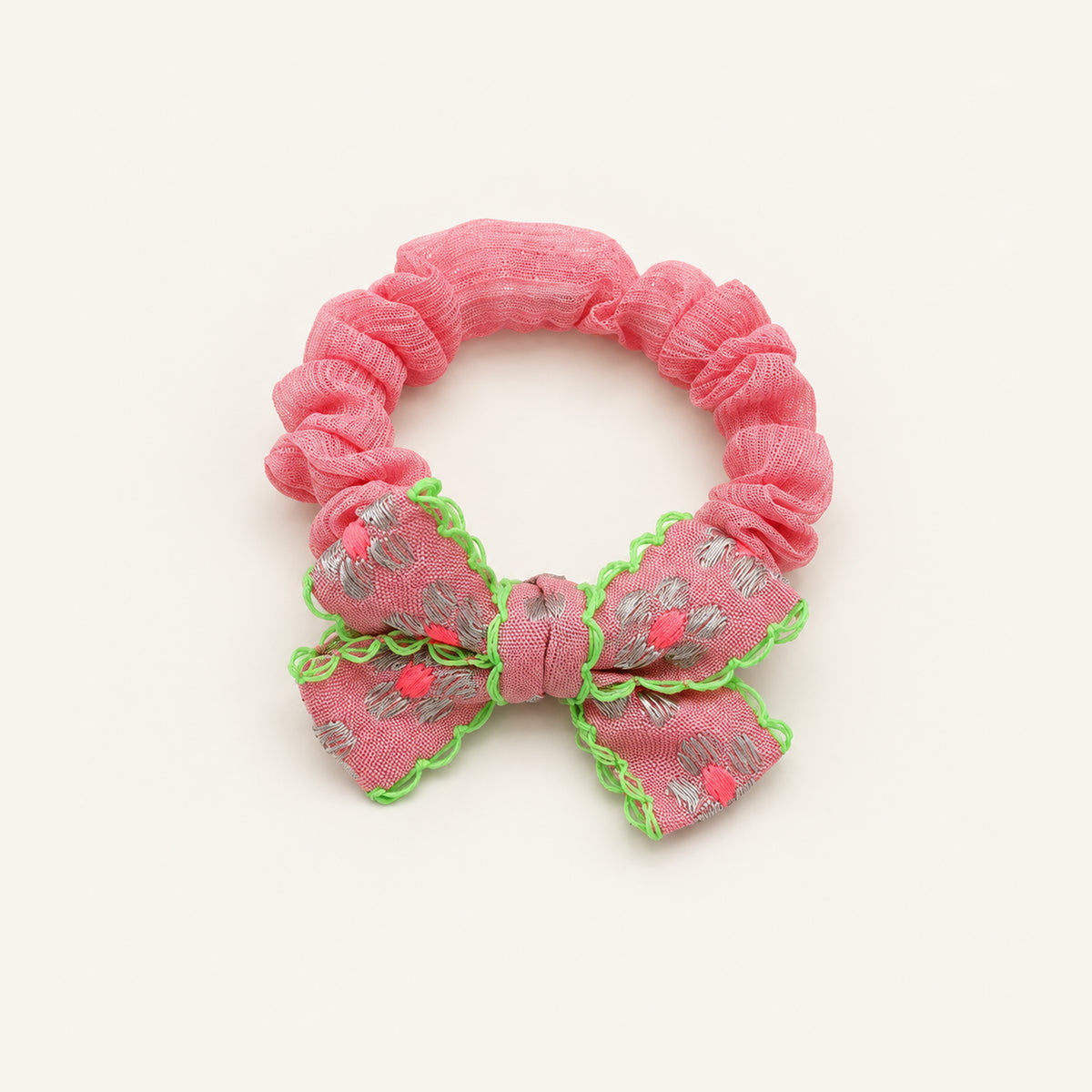 Daisy Picnic Embroidered Scrunchie — PP-012-PKF