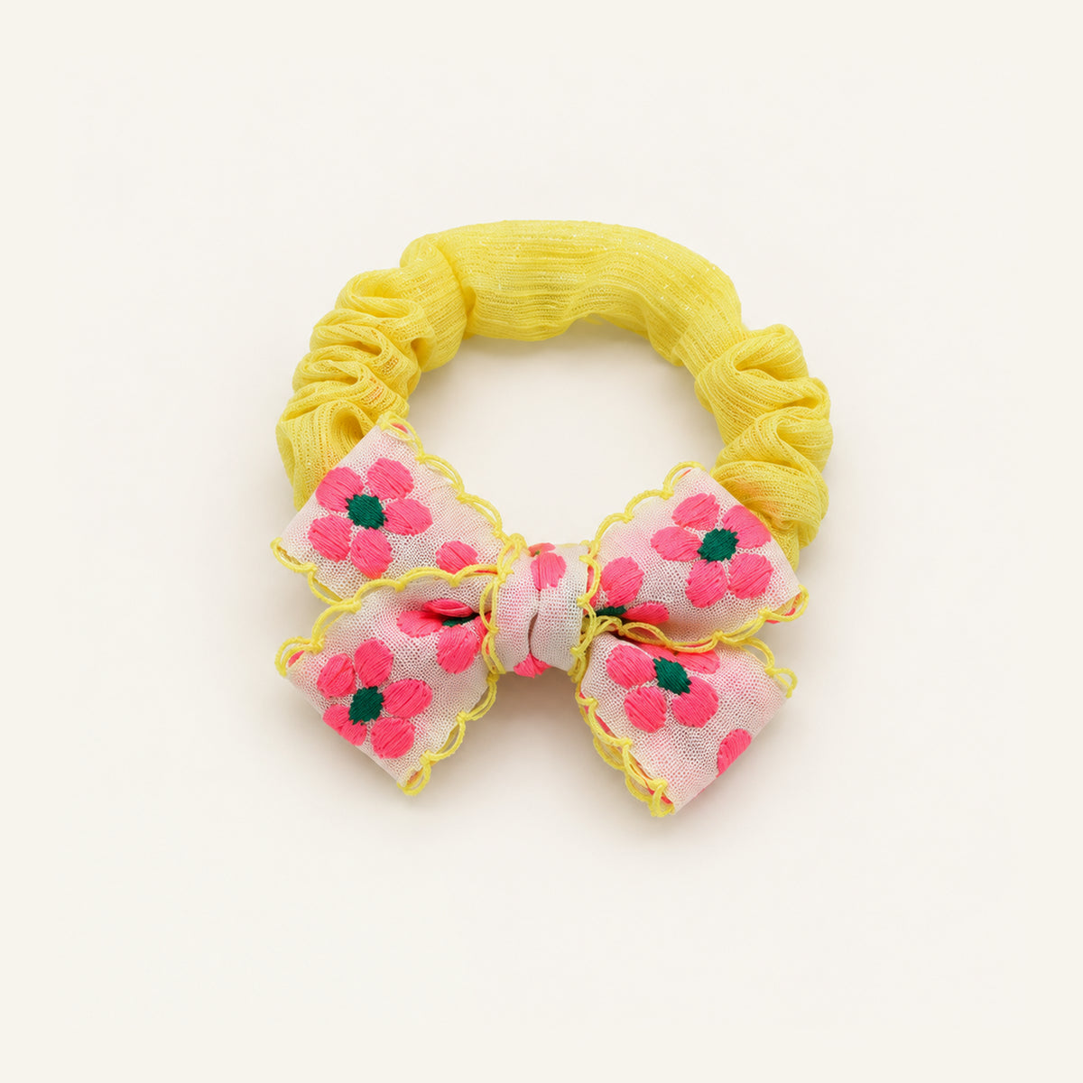 Daisy Picnic Embroidered Scrunchie — PP-012-YLF