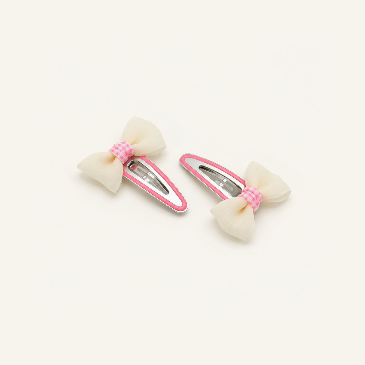 Candy Dot Bow Snap Clip Set — PP-016-WH