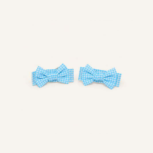 Candy Gingham Bow Clip Set — PP-022-BL