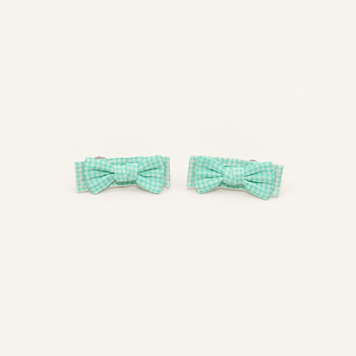 Candy Gingham Bow Clip Set — PP-022-TQ