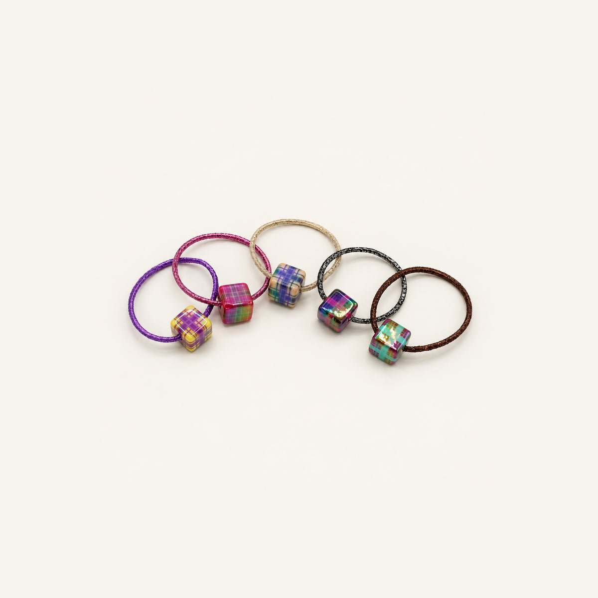 Picnic Cube Plaid Hair Tie — PPF-02-MULTI