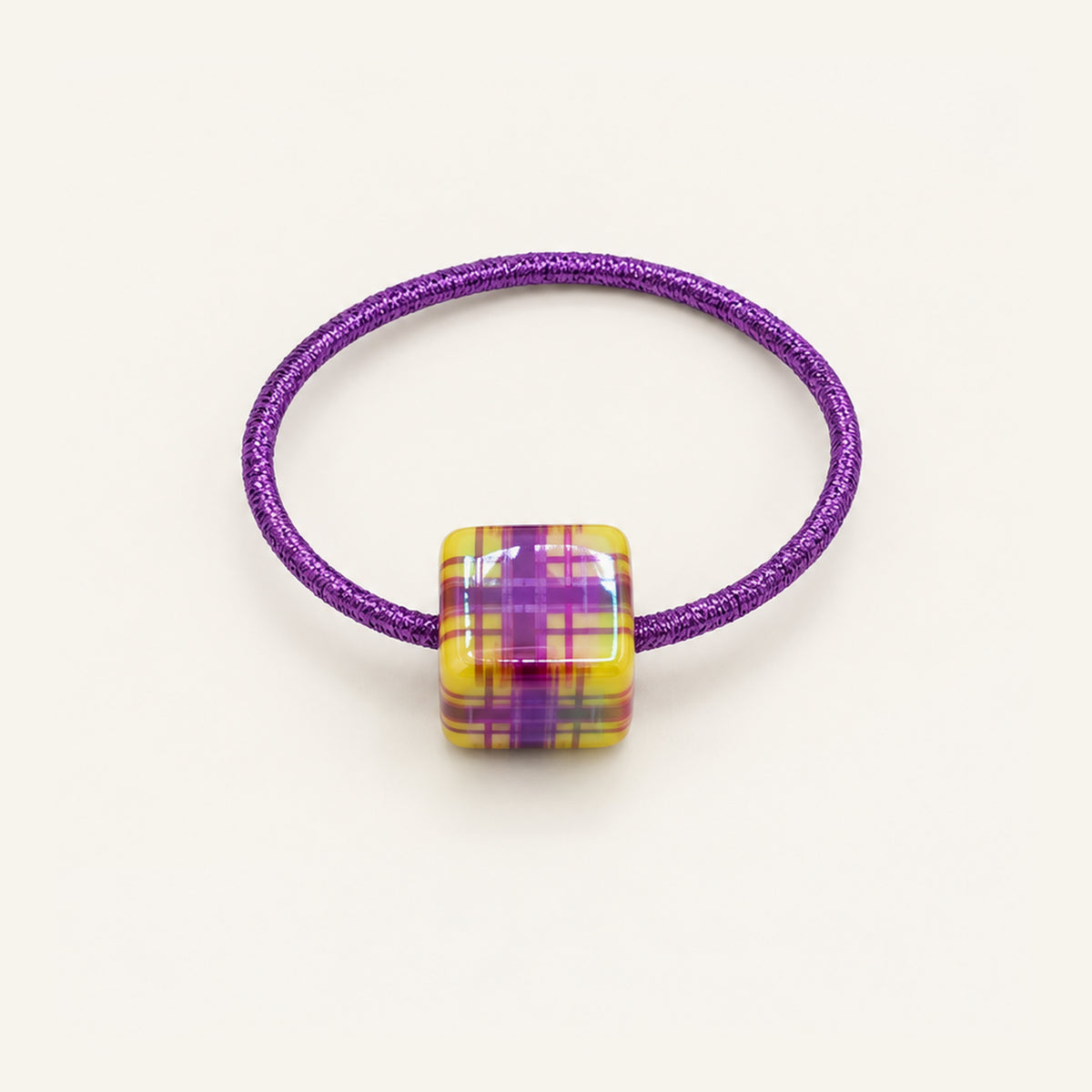 Picnic Cube Plaid Hair Tie — PPF-02-YP