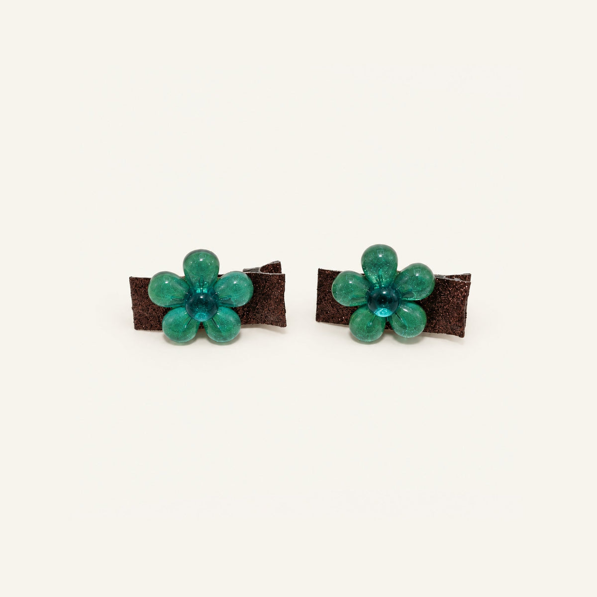 Jelly Daisy Glitter Clip Pair — PPF-07-GN
